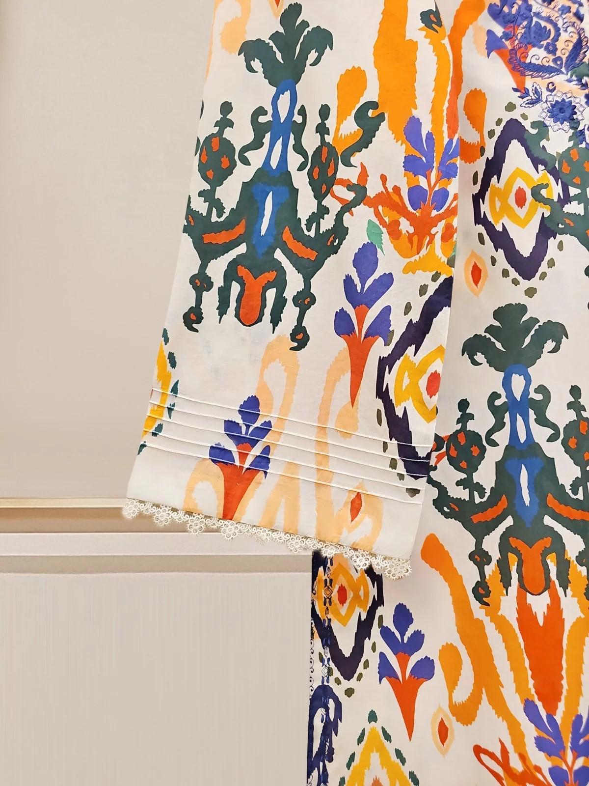 Aghanoor Digital Printed Cambric Embroidered Shirt- India Pakistan Bangladesh
