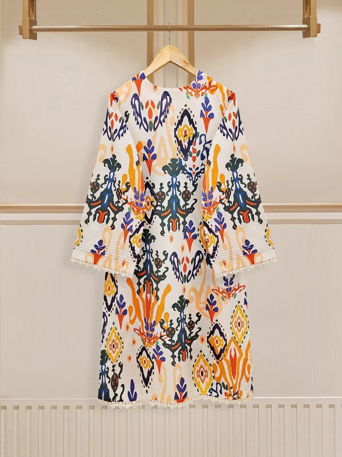 Aghanoor Digital Printed Cambric Embroidered Shirt- India Pakistan Bangladesh