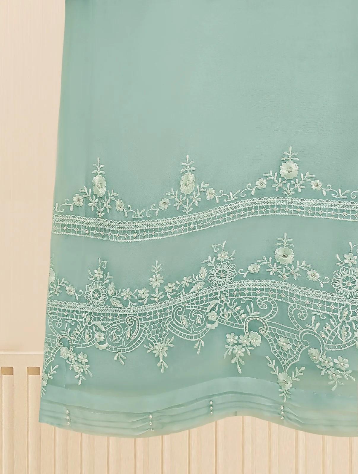 Agha Noor 3 Piece Embroidered Organza Suit with Raw Silk Pants (Size - XL)