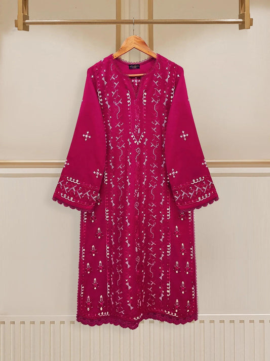 Aghanoor 2 piece - Cambric Embroidered Suit - (Size- L) India Pakistan Bangladesh Shalwar Kameez Dupatta