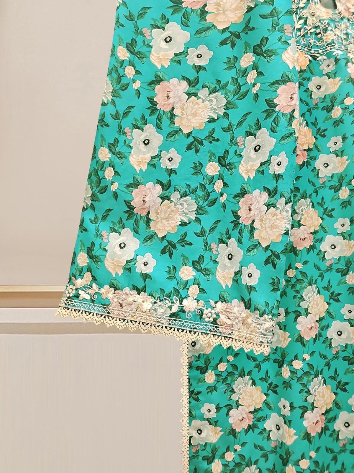 Agha Noor 3 piece - Summer Cotton Printed Embroidered Suit