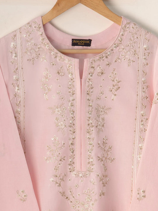 Agha Noor  - 2 Piece Embroidered Cambric Suit - Size L - Chiffon Dupatta