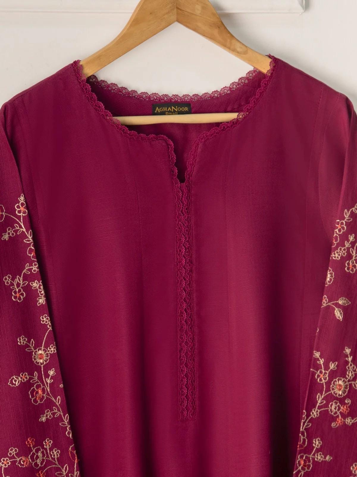 Aghanoor 2 piece - (Size-M, L) Embroidered Khaddar Frock Suit - Purple