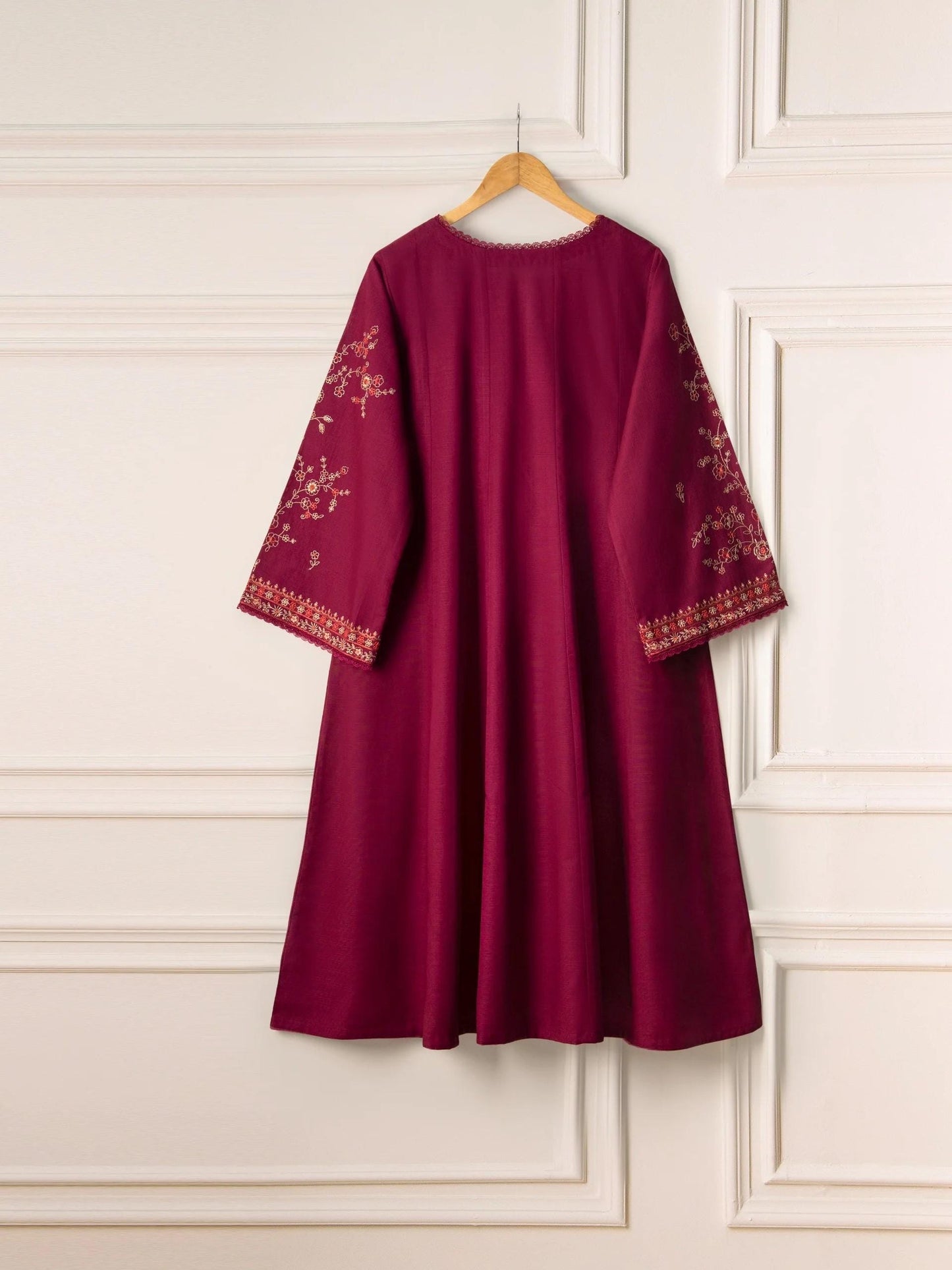 Aghanoor 2 piece - (Size-M, L) Embroidered Khaddar Frock Suit - Purple
