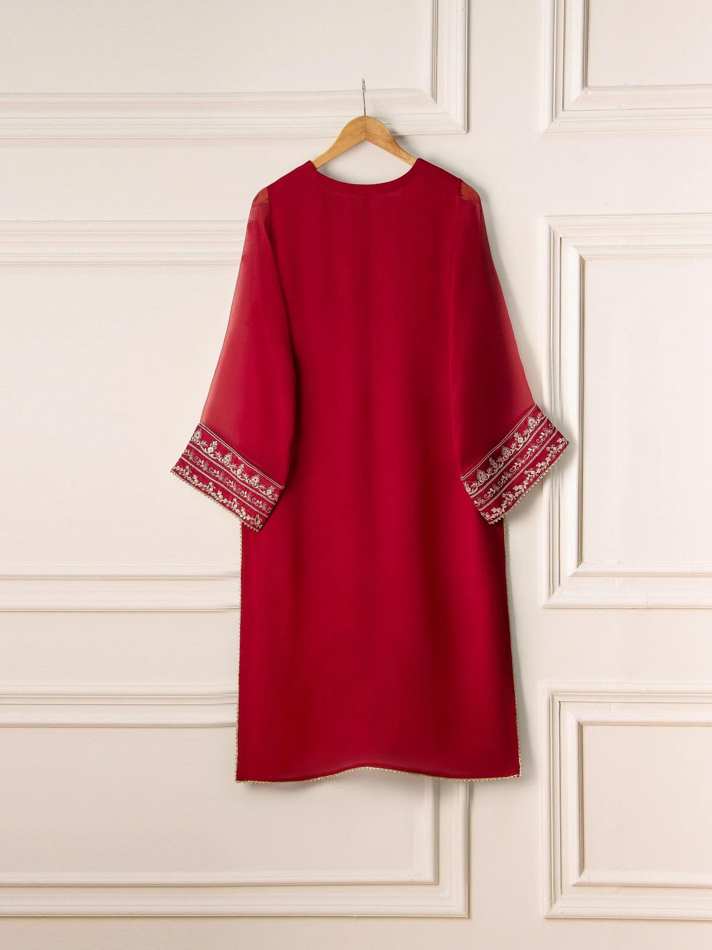 Aghanoor 2 Piece - Pure Chiffon Embroidered Suit (Size - Large)- Raw Silk Shalwar