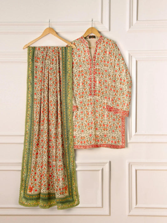 Agha Noor 3 piece - Soft Printed Marina Suit - (Size- M)