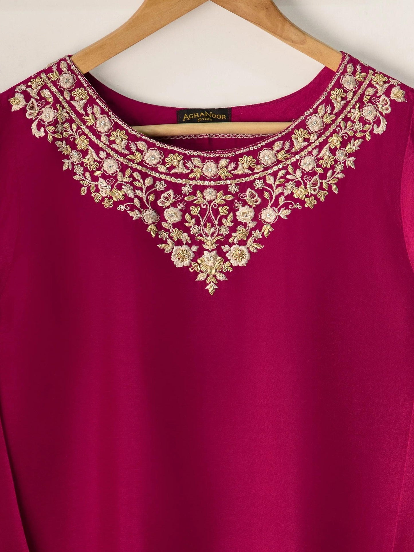 Agha Noor - 2 Piece Embroidered Korean Silk Shalwar Kameez Suit