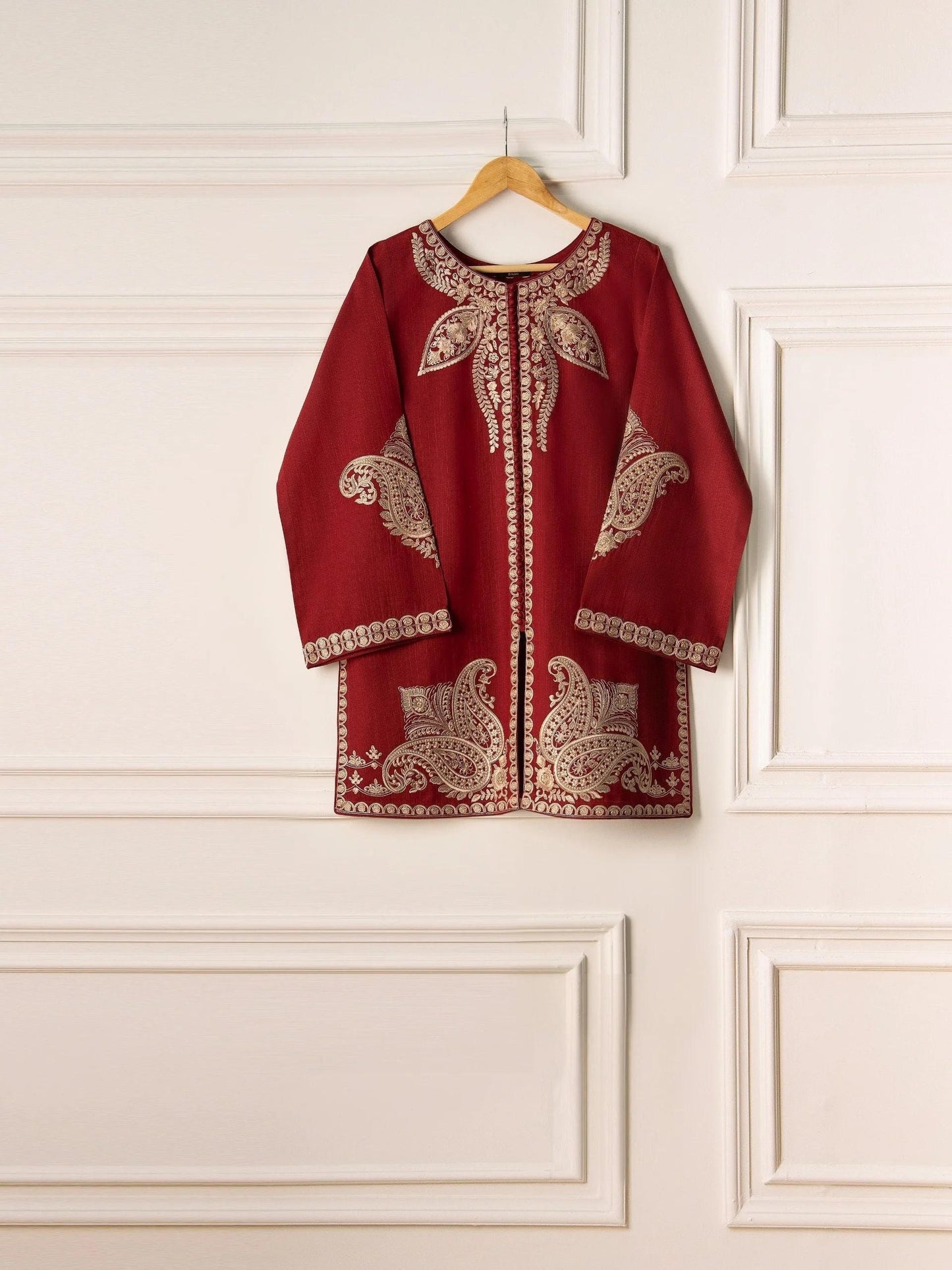 Aghanoor 2 piece - Embroidered Khaddar Suit - Maroon