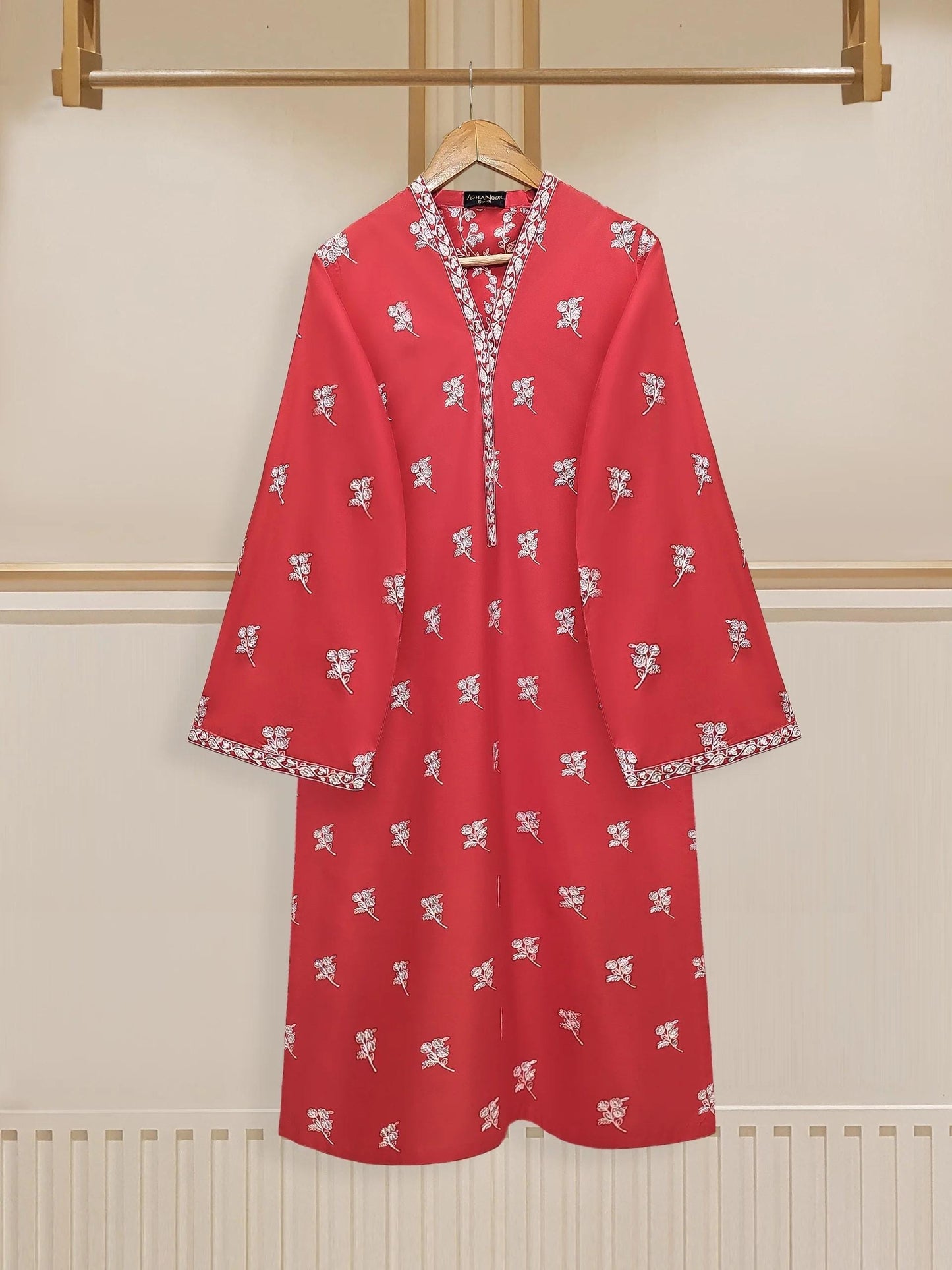 Aghanoor 3 piece - (Size- M, XS) Embroidered Cambric Suit  - India Pakistan Bangladesh Shalwar Kameez