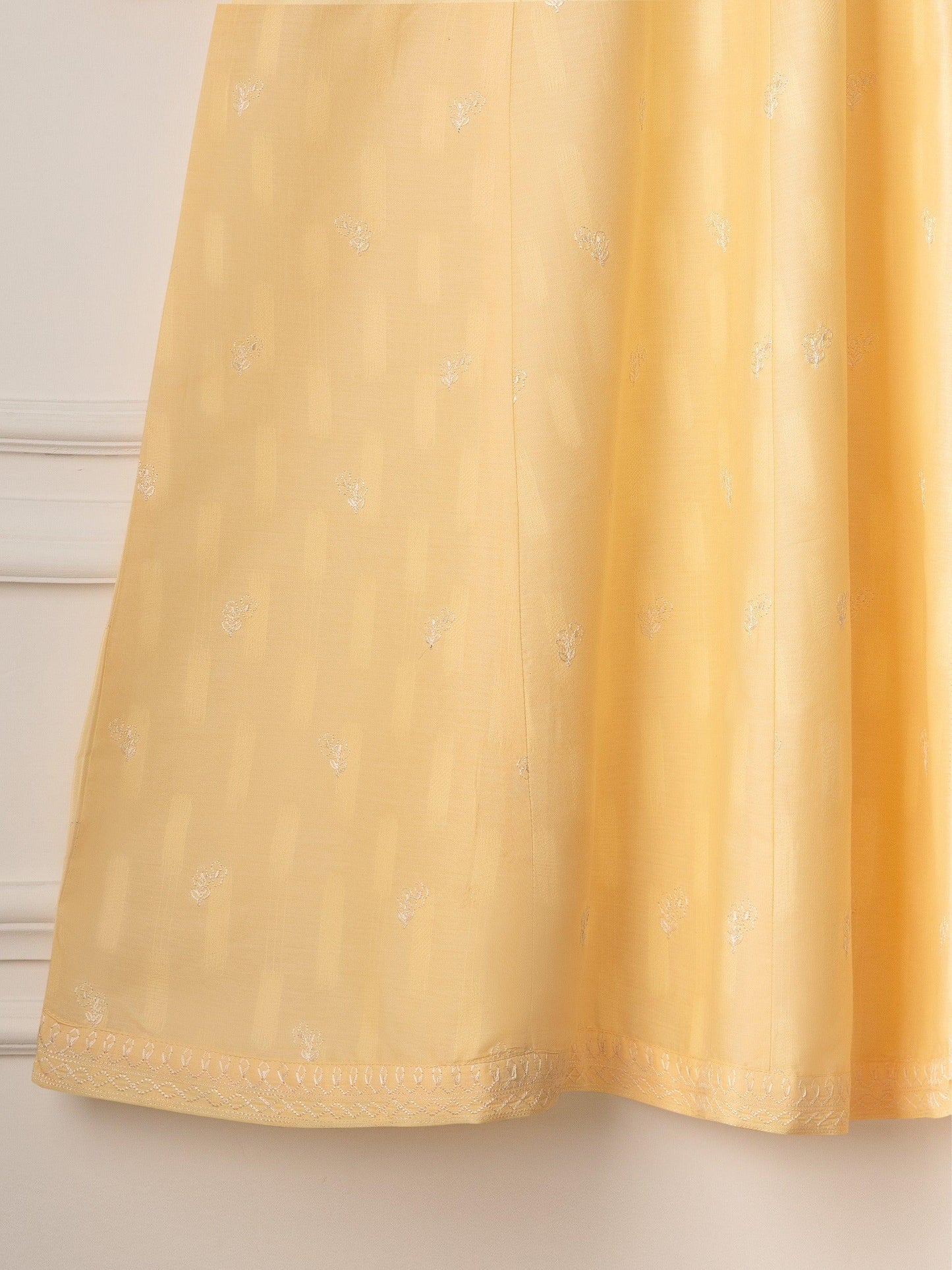 Aghanoor Embroidered Jacquard Shirt (Size - Medium) Yellow