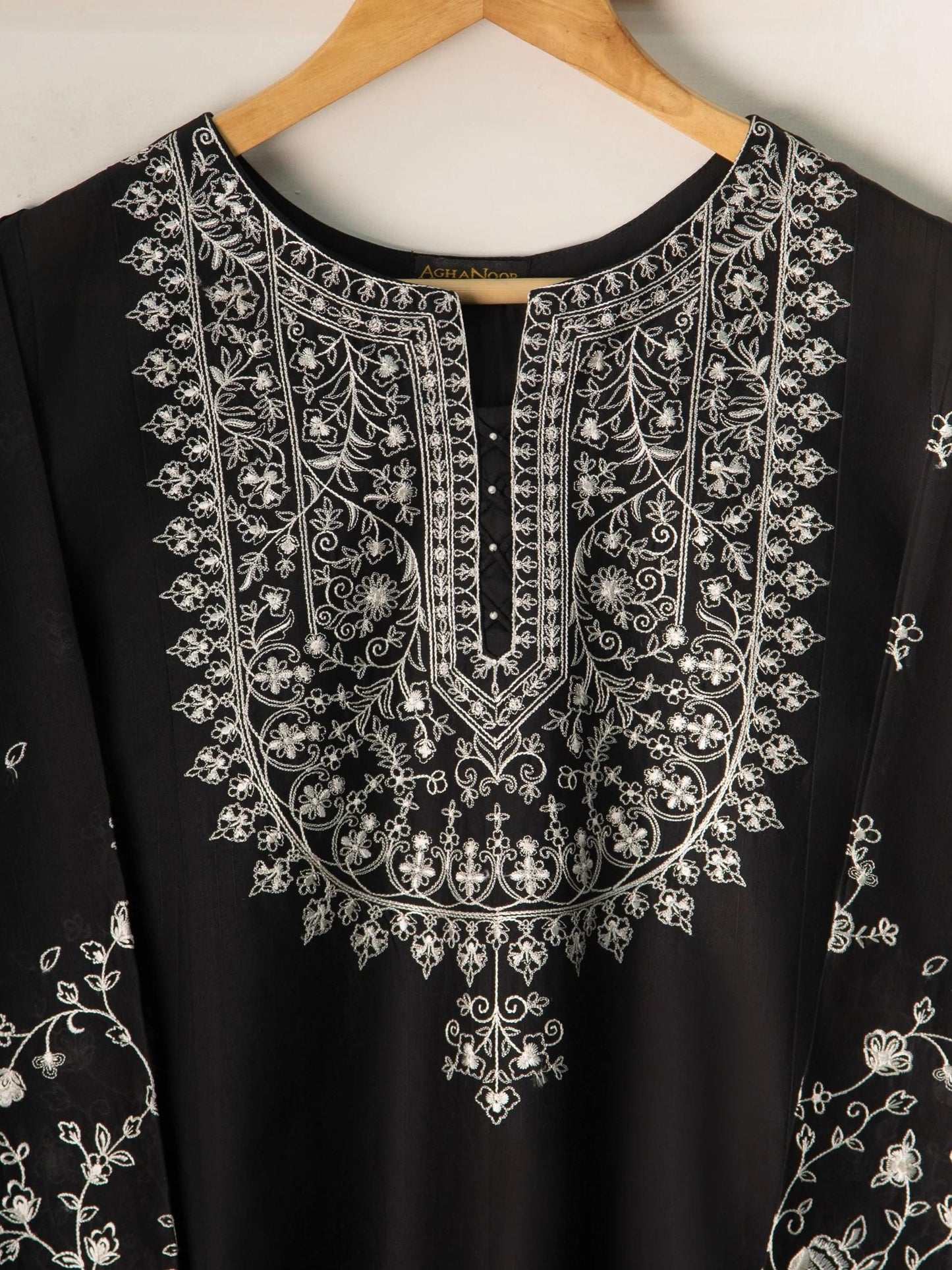 Aghanoor 2 piece - Embroidered Jacquard Frock Suit - (Size- L, M) - Shirt and Dupatta