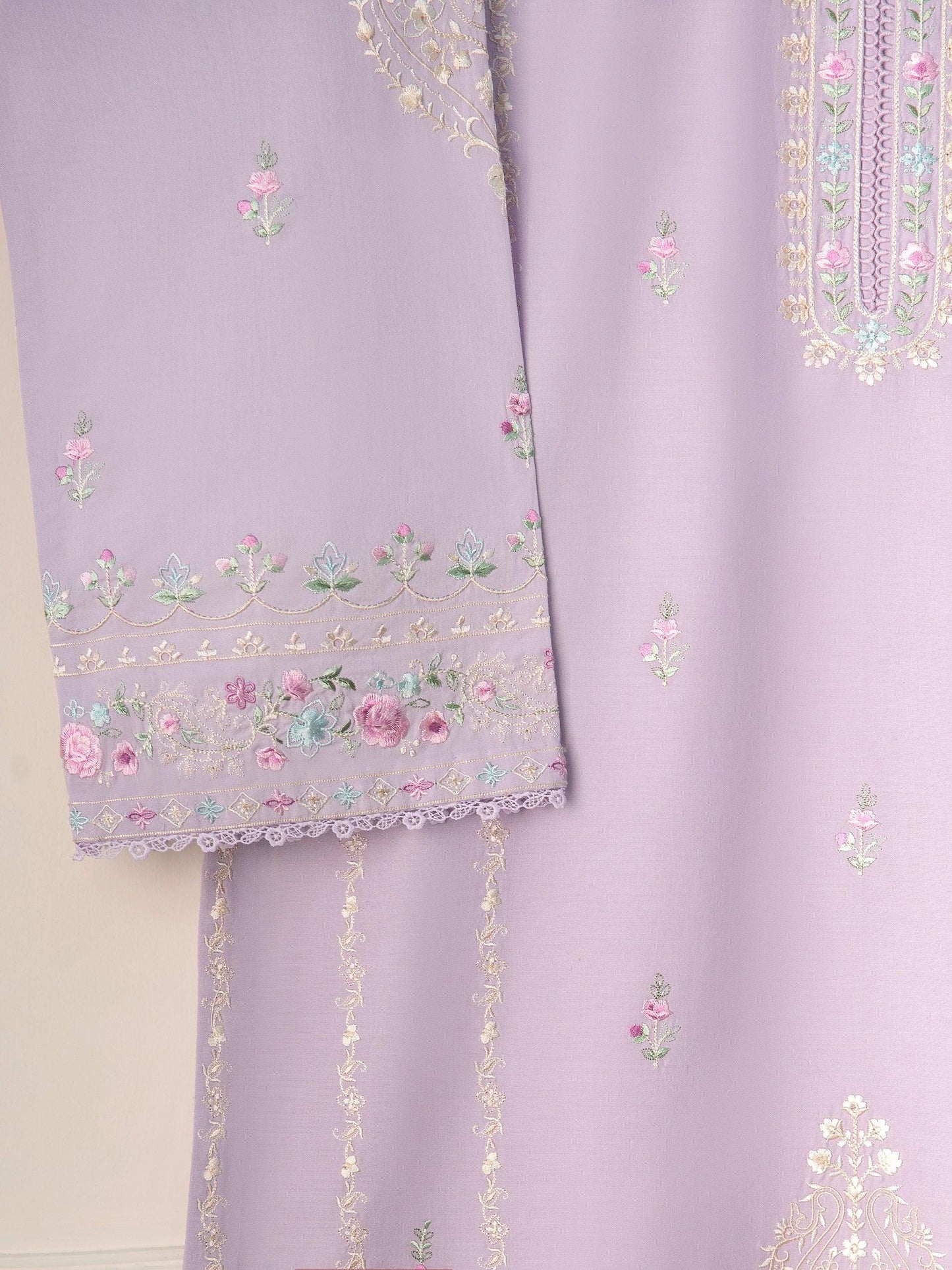Agha Noor 2 piece - Embroidered Cotton Suit - Lilac