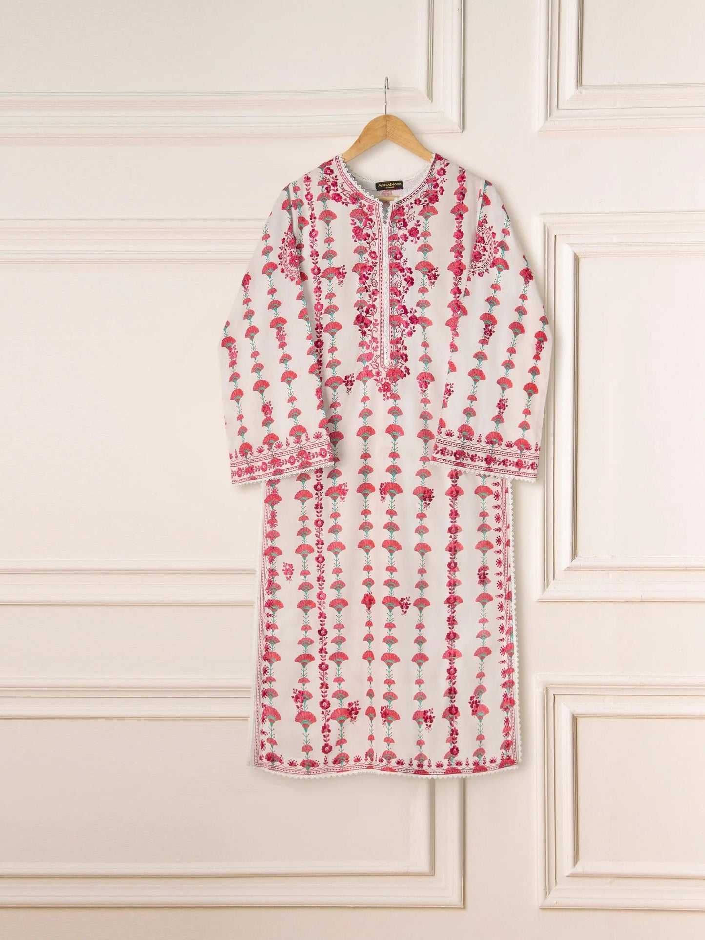 Aghanoor 2 piece - Embroidered Printed Cambric Suit - (Size- Small, Medium)