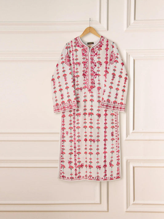 Aghanoor 2 piece - Embroidered Printed Cambric Suit - (Size- Small, Medium)
