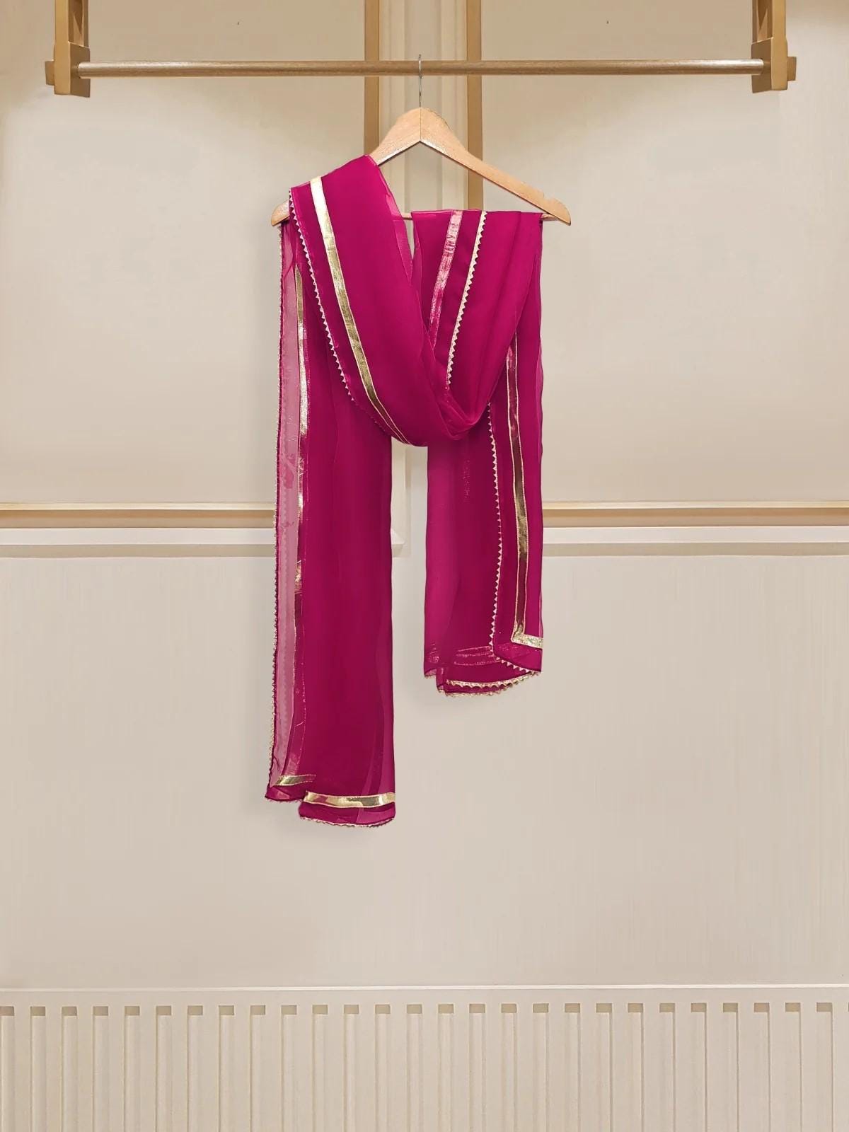 Agha Noor 3 Piece - Embroidered Cotton Net Suit: Hot Pink Raw Silk Pants, Organza Dupatta