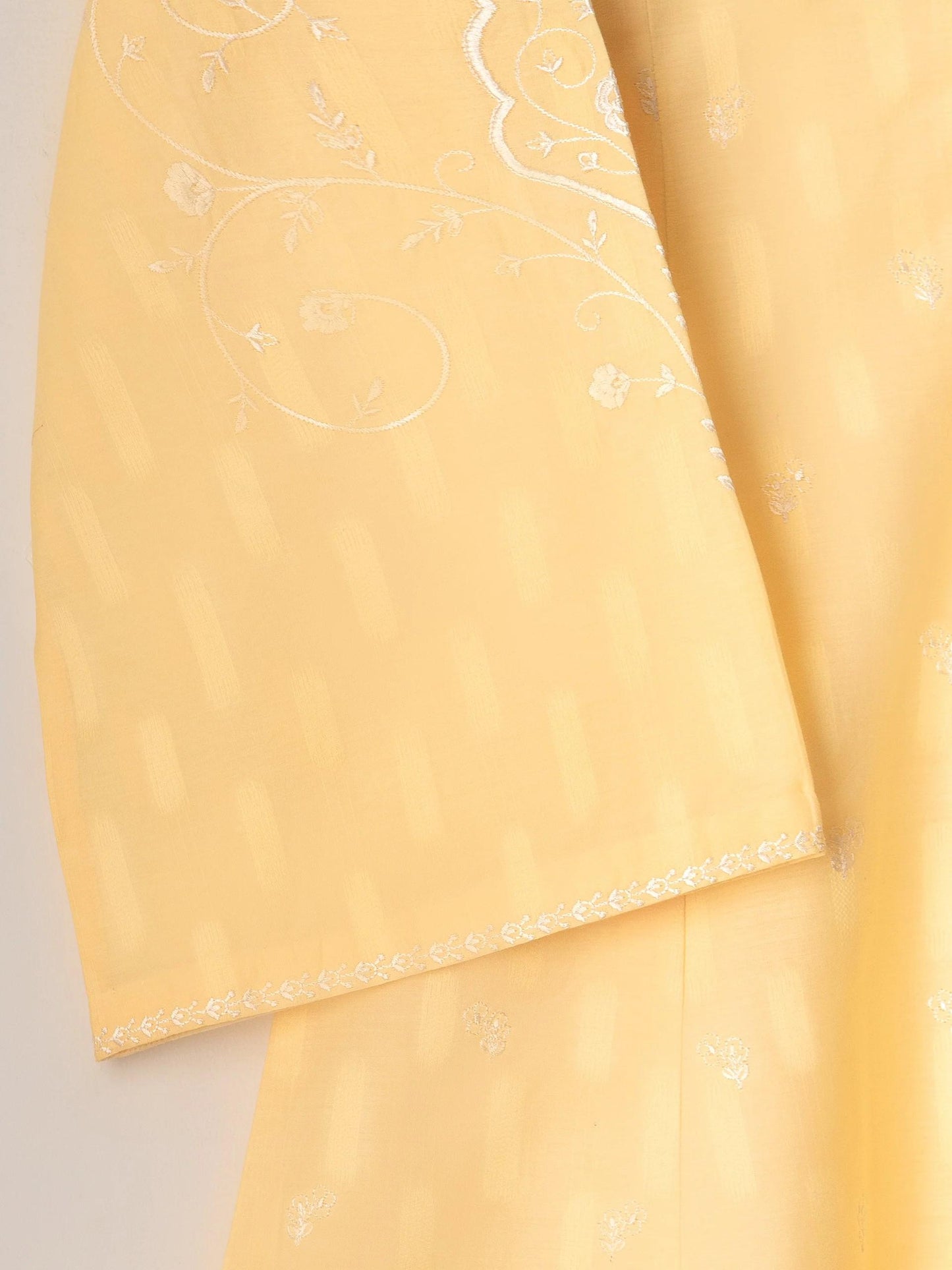 Aghanoor Embroidered Jacquard Shirt (Size - Medium) Yellow