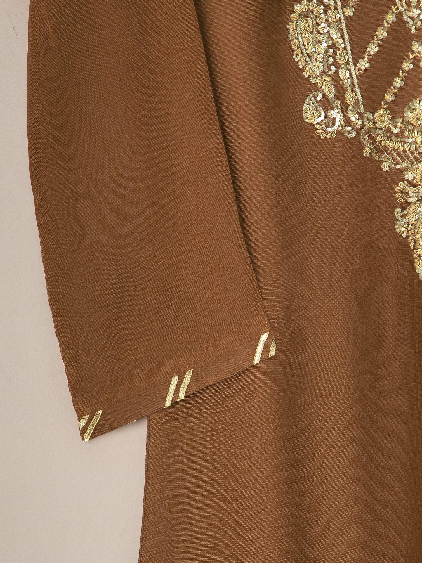 Aghanoor 3 Piece Pure Cotton Net Embroidered Suit Size (Large, Medium) - Brown