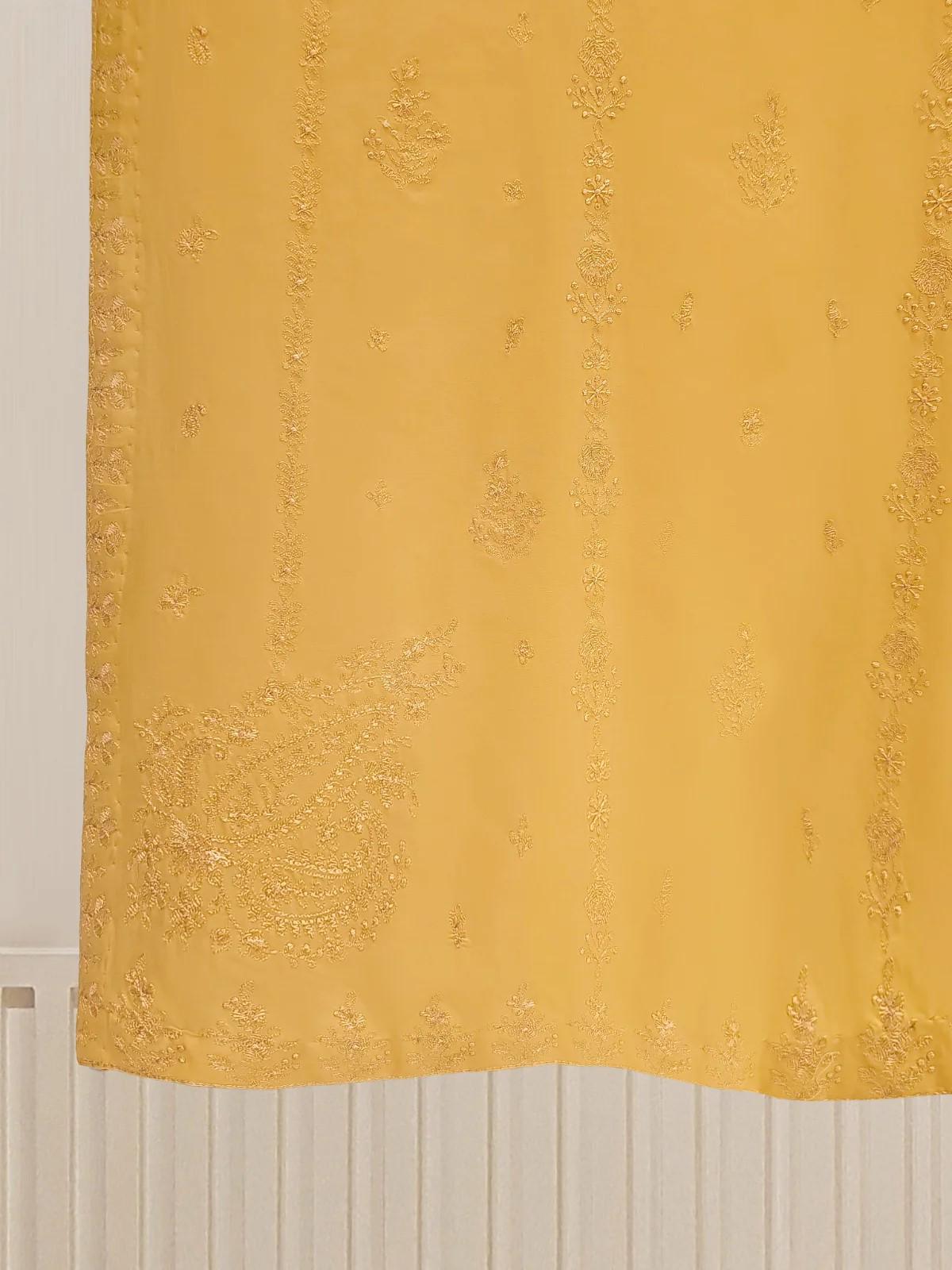 Aghanoor 3 piece - (Size-Medium) Embroidered Suit -Mustard - India Pakistan Bangladesh