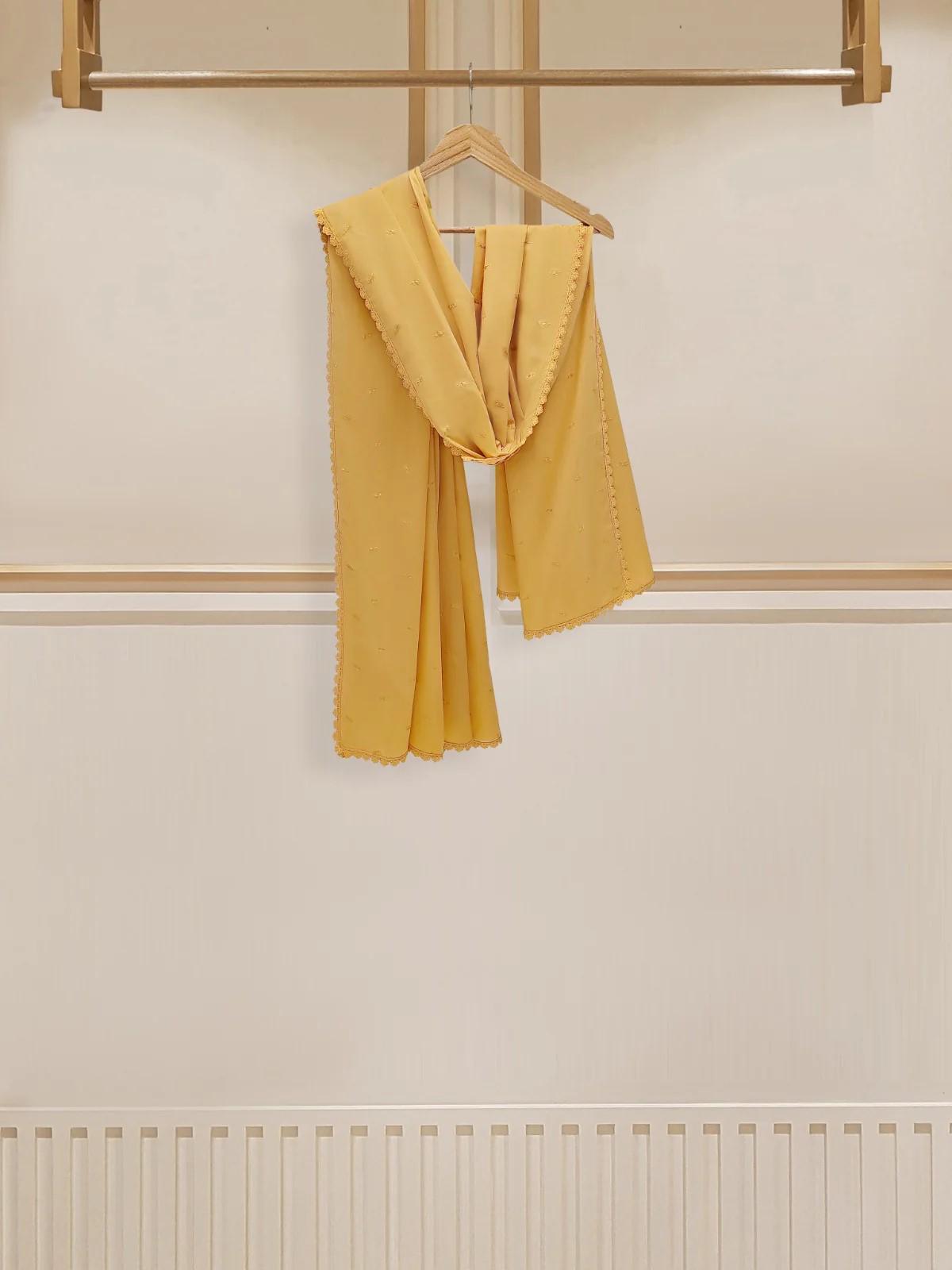 Agha Noor 3 Piece Embroidered Cotton Suit - Mustard