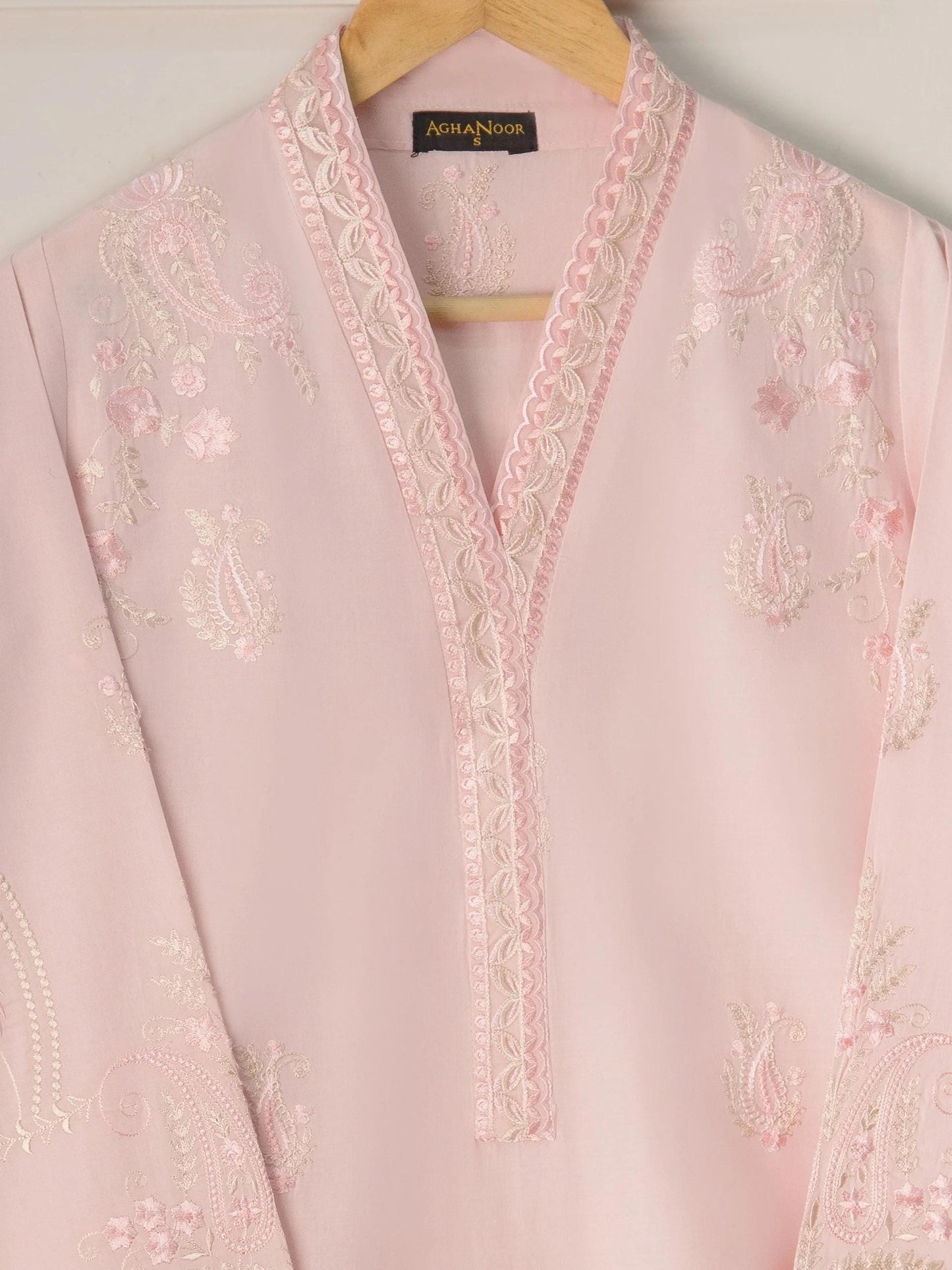 Agha Noor 2 piece - (Size-Large)  Embroidered Cambric Suit - Pink