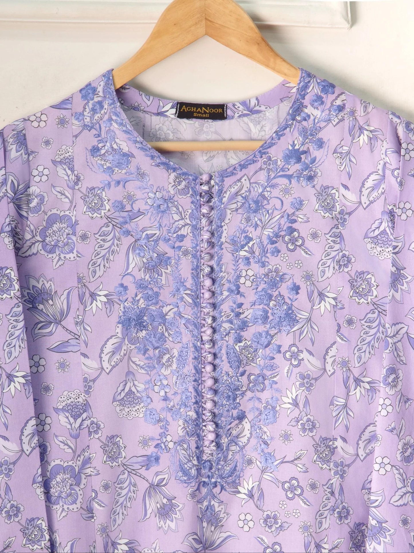 Aghanoor 2 piece - (Size- Large, Medium)  Printed Embroidered Cambric Suit - Lilac