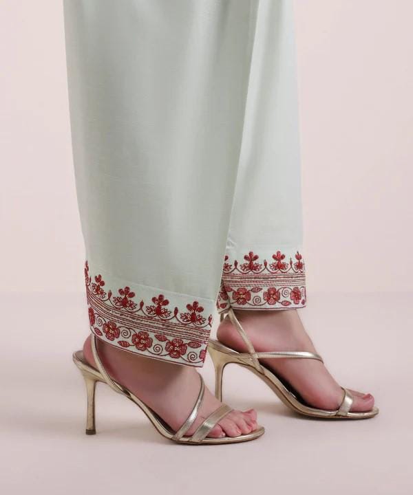 Sapphire Brand Cotton Silk Off White Embroidered Shalwar