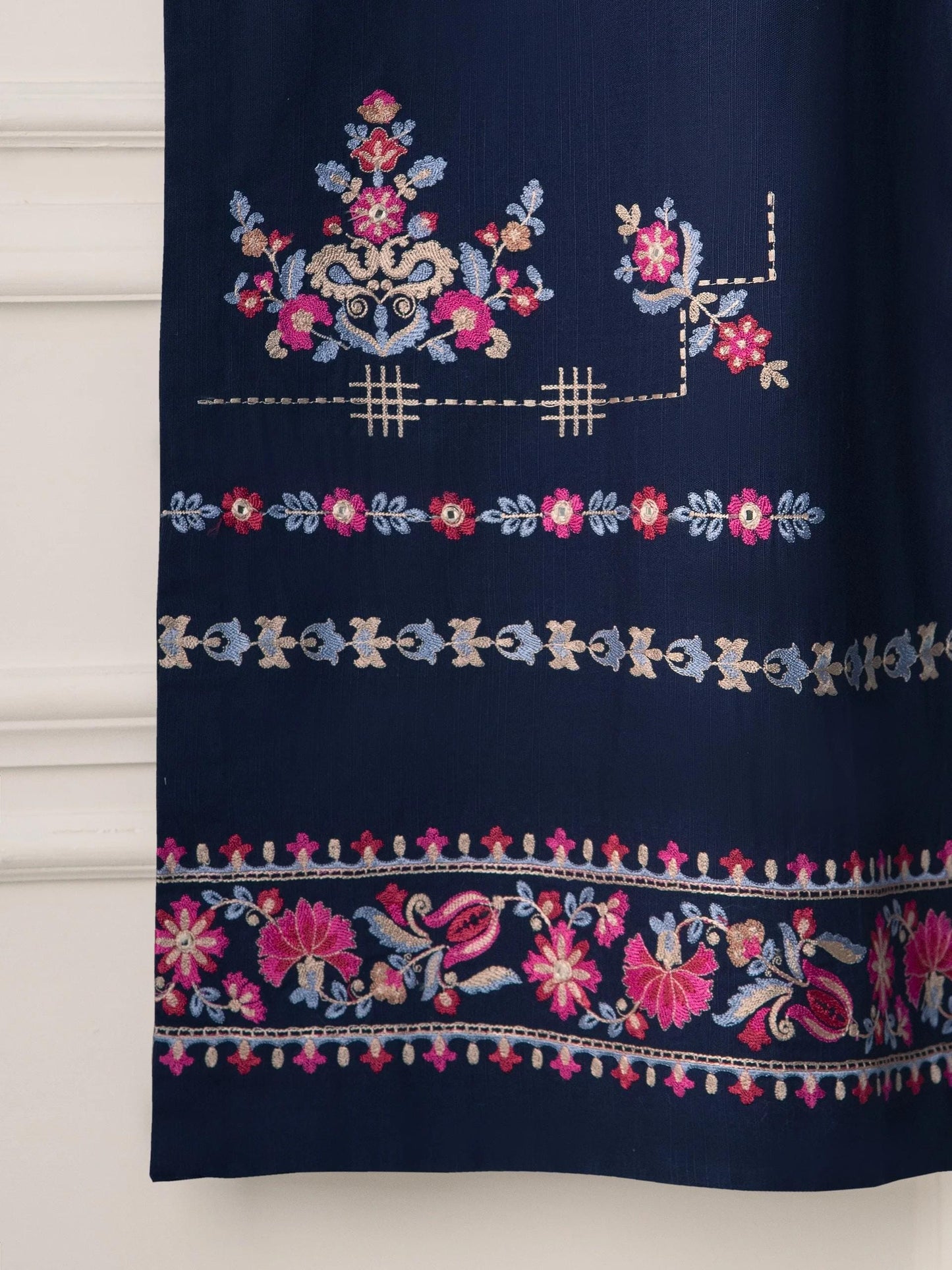 Aghanoor 2 piece - (Size- Medium) Embroidered Khaddar  Suit - Navy Blue