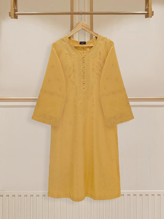 Aghanoor 3 piece - (Size-Medium) Embroidered Suit -Mustard - India Pakistan Bangladesh