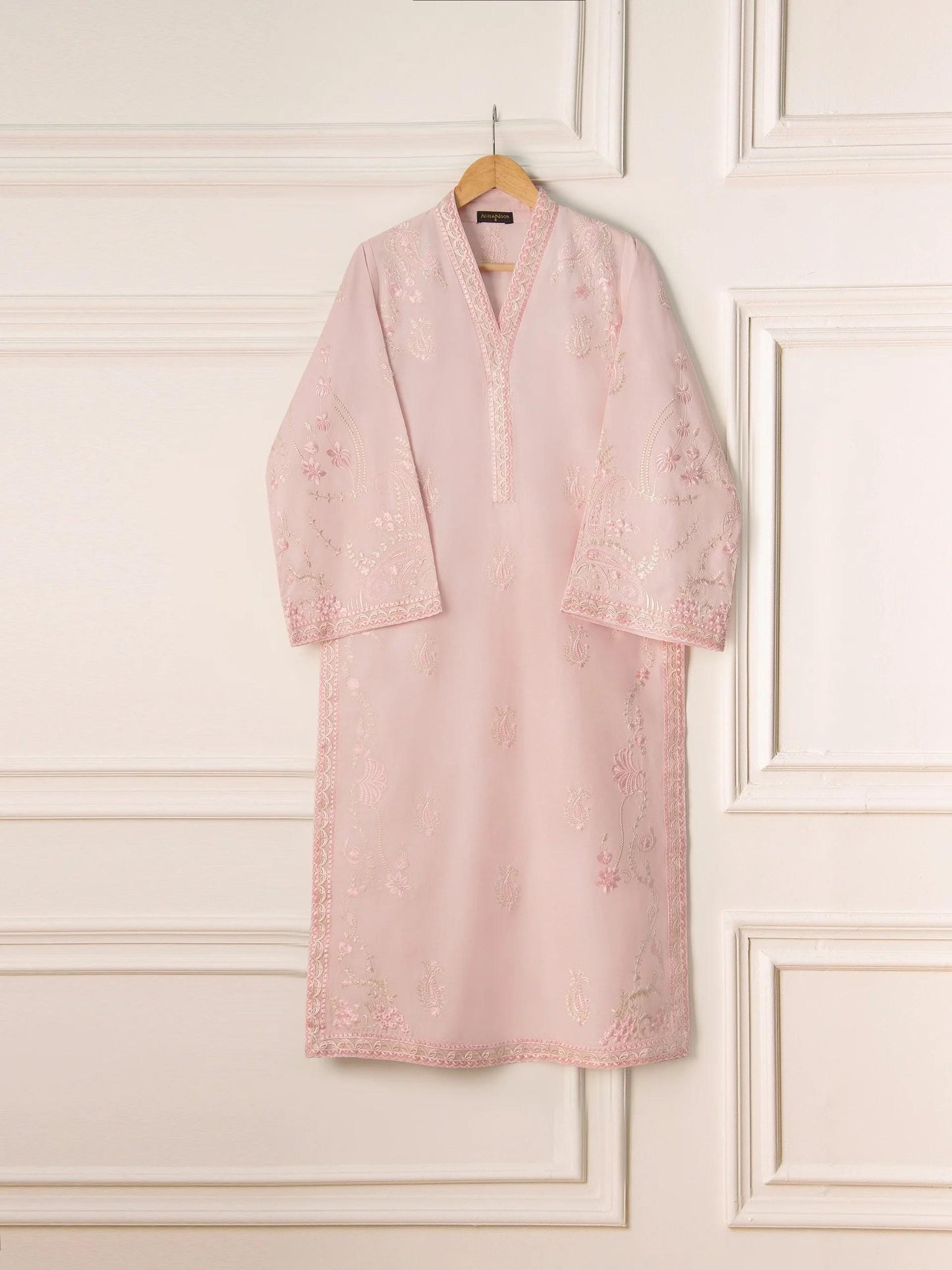 Agha Noor 2 piece - (Size-Large)  Embroidered Cambric Suit - Pink