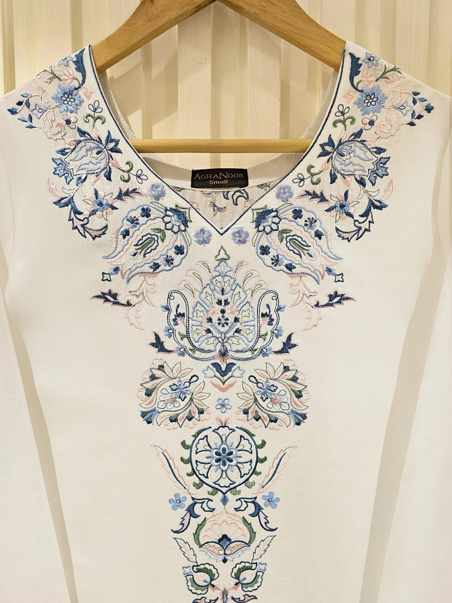 Aghanoor 2 Piece Embroidered Lawn Suit Size (Large, Medium) - White