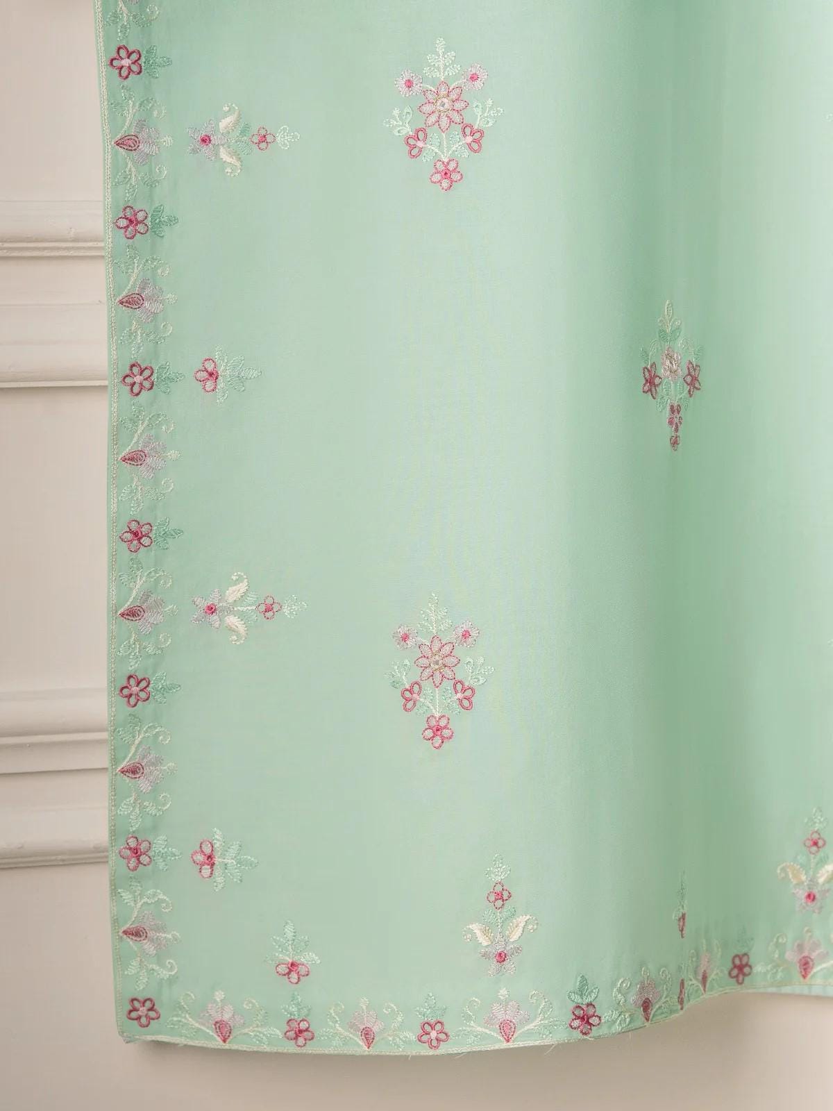 Aghanoor 2 piece - (Size-Large)  Embroidered Cambric Suit - Ice Green