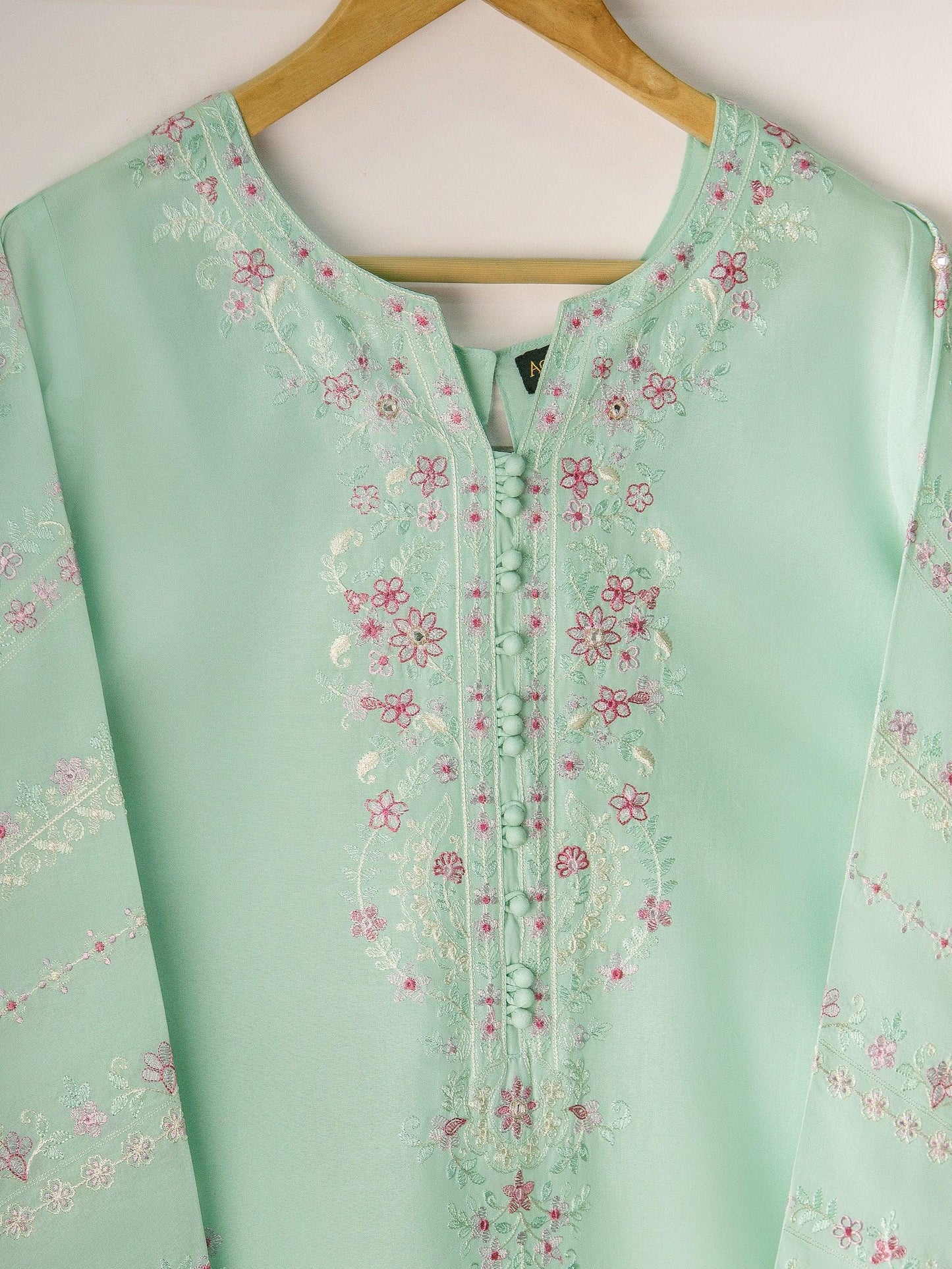 Aghanoor 2 piece - (Size-Large)  Embroidered Cambric Suit - Ice Green