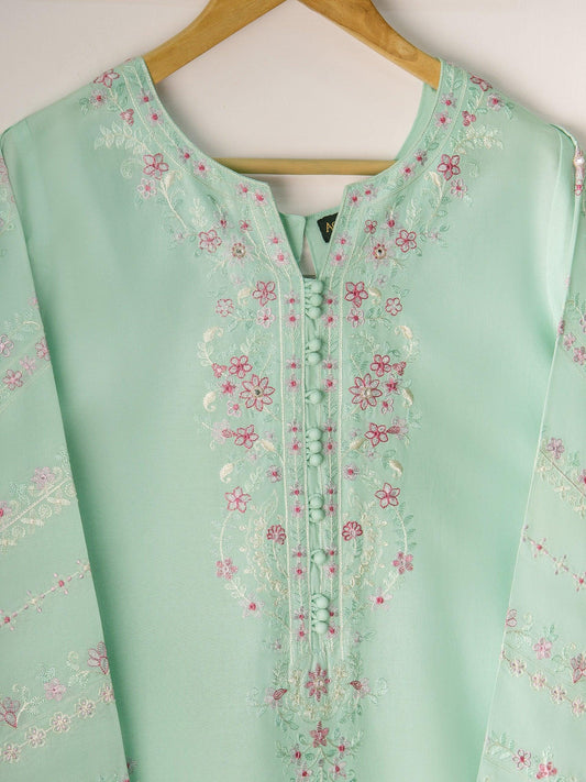 Aghanoor 2 piece - (Size-Large)  Embroidered Cambric Suit - Ice Green