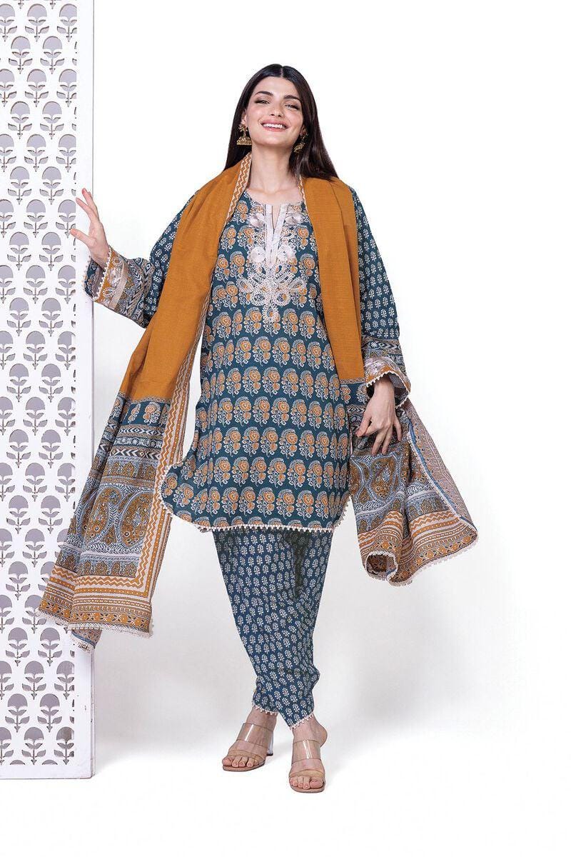 Embroidered Khadi Cotton 3 - Piece Suit