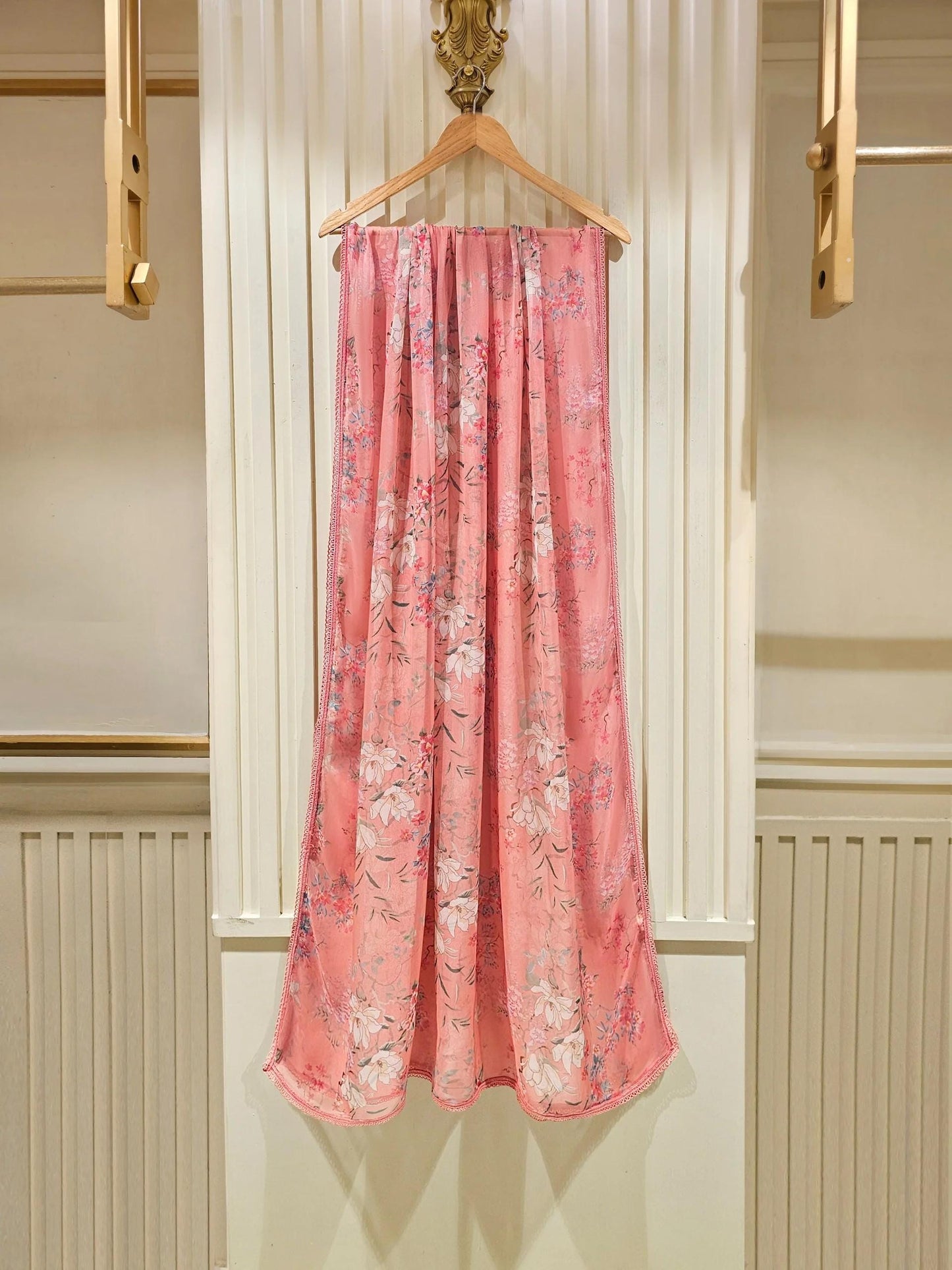 3 Piece Agha Noor Embroidered Cotton Net Suit with Printed Chiffon Dupatta