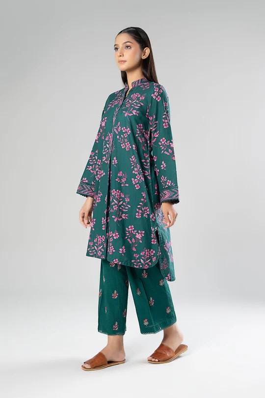Maria.B - 2 Pc Printed Khaddar Suit  (Medium, Large) - Green