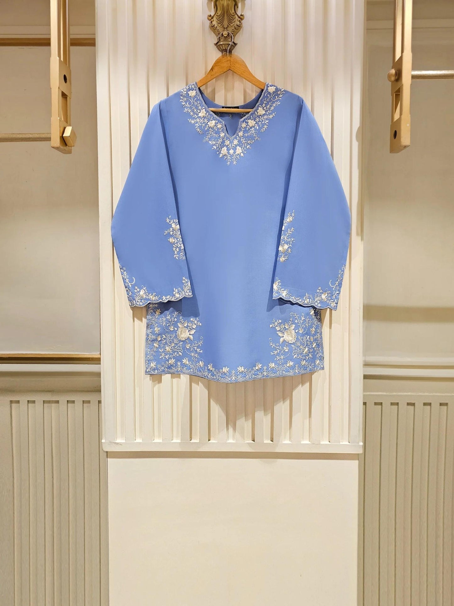 Embroidered Lawn Suit: Blue Shalwar Kameez - India Pakistan