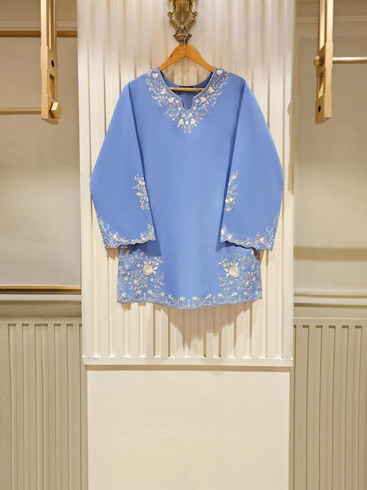 Embroidered Lawn Suit: Blue Shalwar Kameez - India Pakistan