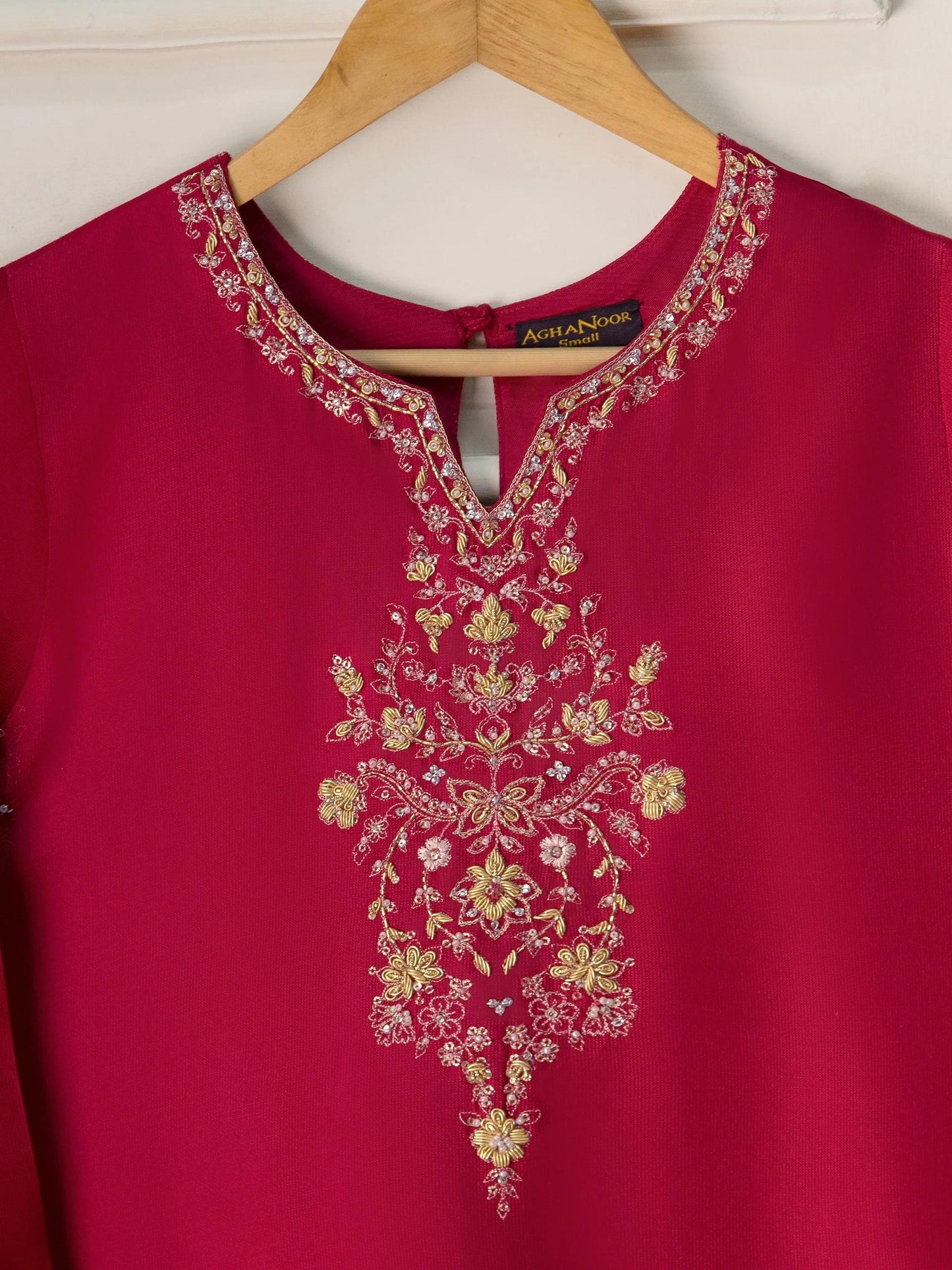 Agha noor 3 Piece Pure Silk Net Embroidered Suit Size (Large)