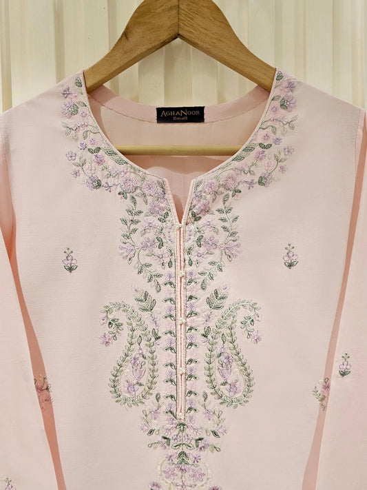 Aghanoor - Embroidered Jacquard Shirt (Size - Medium, Large)