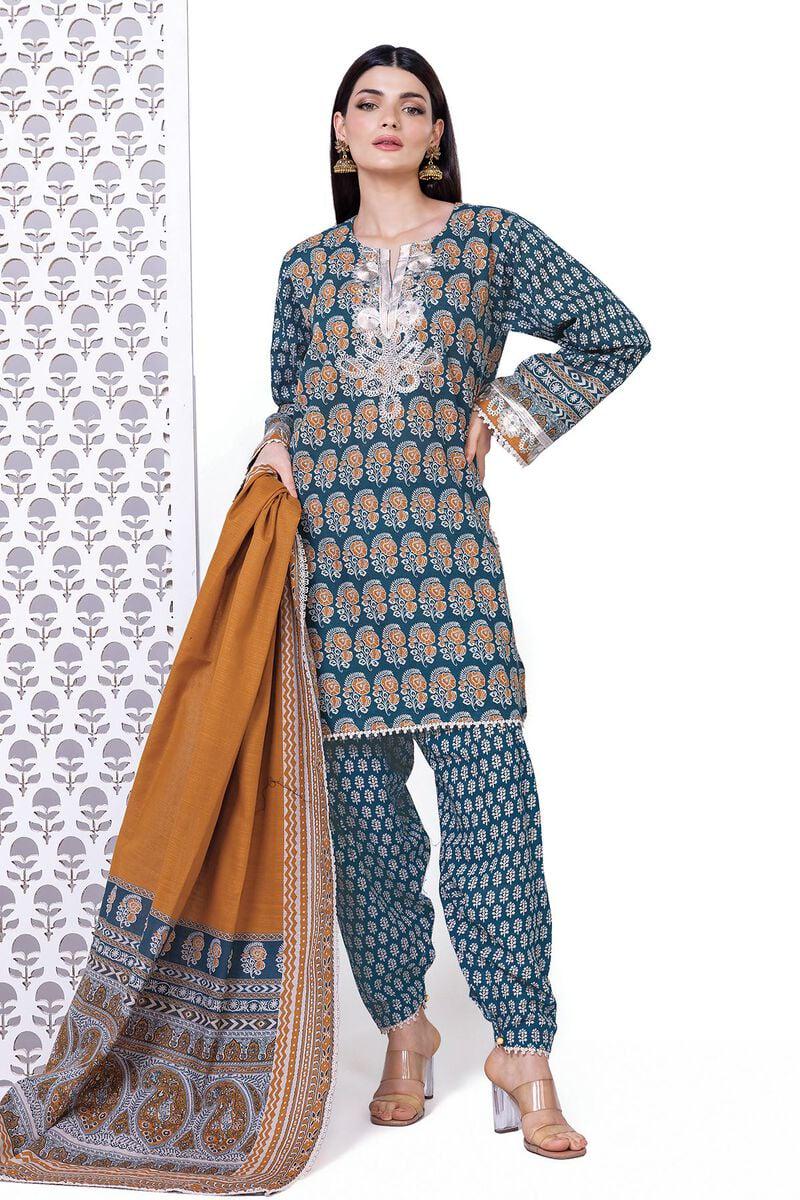 Embroidered Khadi Cotton 3 - Piece Suit