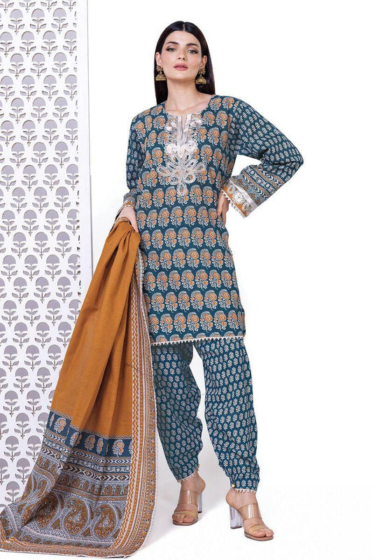 Embroidered Khadi Cotton 3 - Piece Suit