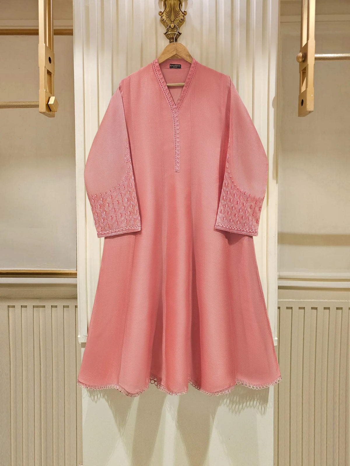 Agha Noor Embroidered Cotton Net Suit with Printed Chiffon Dupatta - 3 Piece