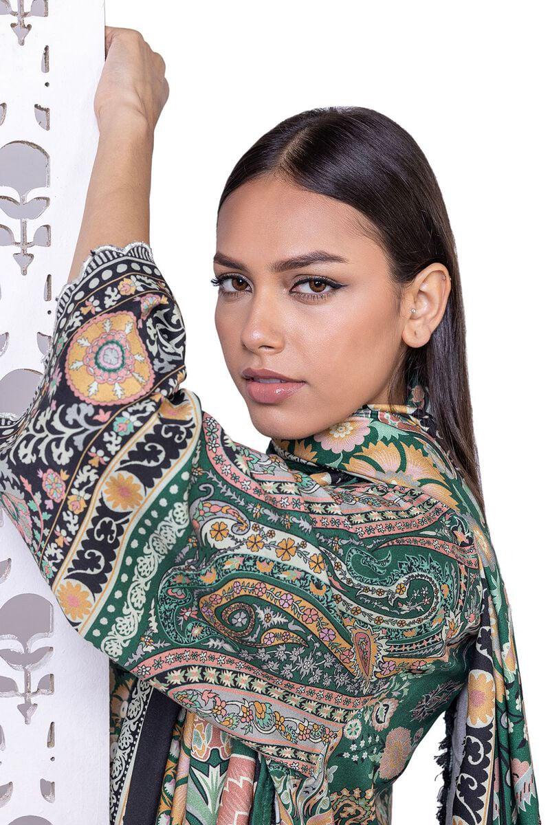 3 Piece Printed Embroidered Khaddar Suit - Size 16 - Chest Size 52"