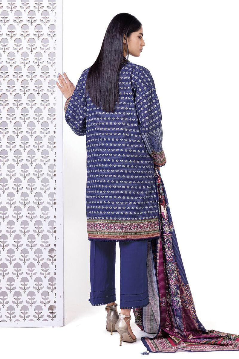 3 Piece Printed Light Khaddar (Khadi) Suit - Size 12, 14