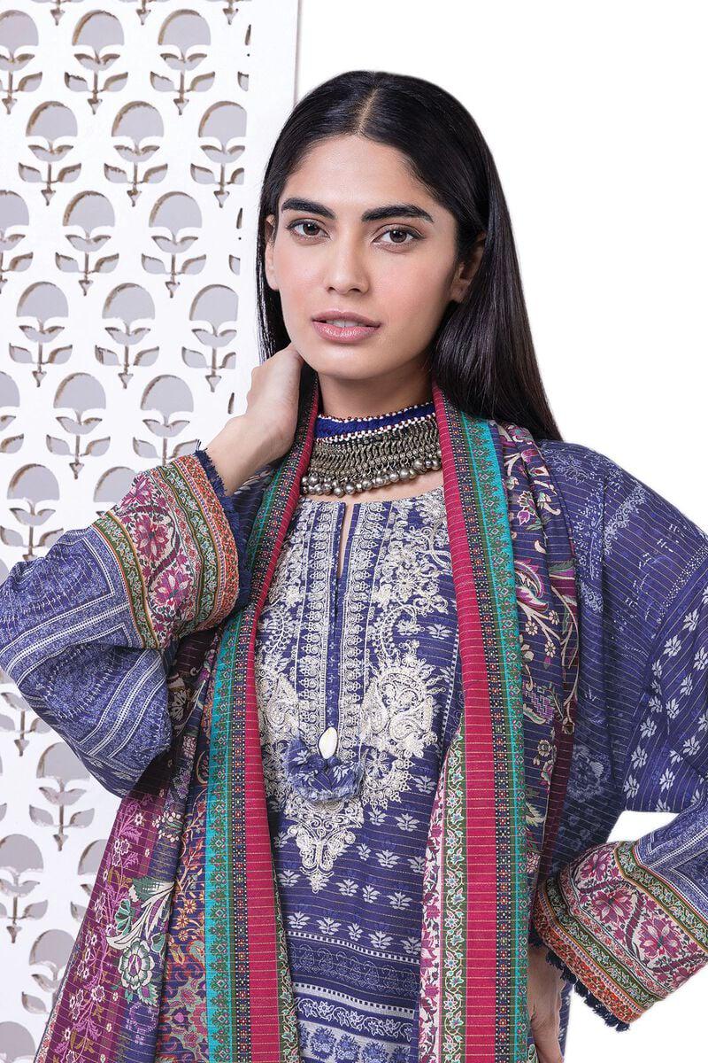 3 Piece Printed Light Khaddar (Khadi) Suit - Size 12, 14