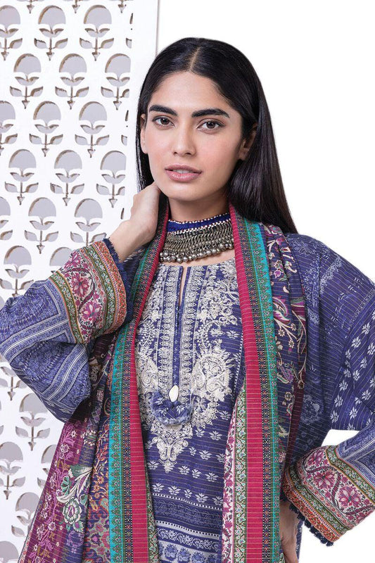 3 Piece Printed Light Khaddar (Khadi) Suit - Size 12, 14