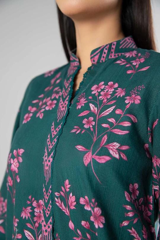 Maria.B - 2 Pc Printed Khaddar Suit  (Medium, Large) - Green