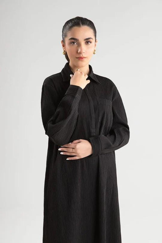 Maria.B - 2 Pc Dyed Seersucker Suit - Size - Large - Black