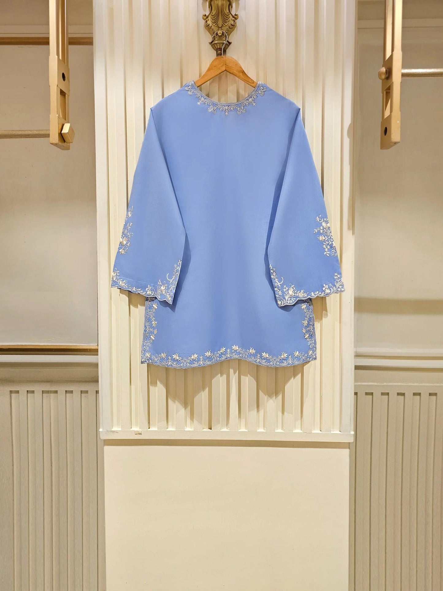 Embroidered Lawn Suit: Blue Shalwar Kameez - India Pakistan